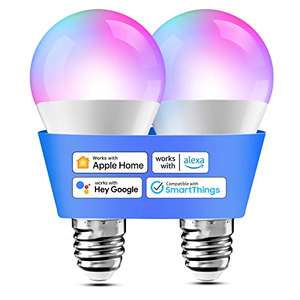 meross Bombilla Inteligente WiFi Alexa - Bombilla LED Multicolor Regulable, Mando a Distancia, 9W, E27, RGBWW 2700-6500 K