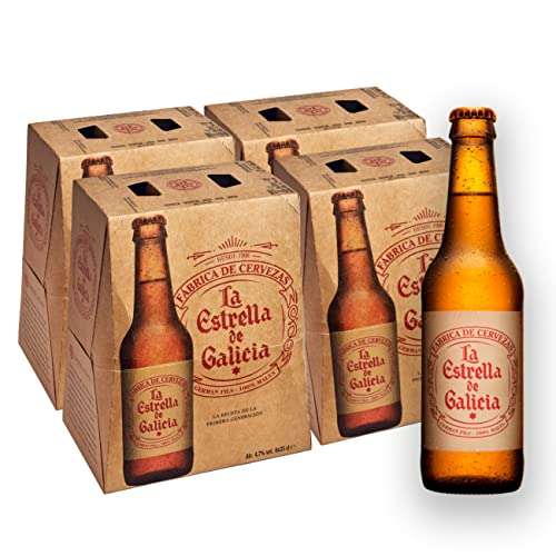 La Estrella de Galicia Cerveza - Pack de 24 botellas x 330 ml - Total: 7.92L.