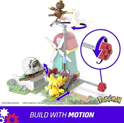 MEGA Construx Pokemon Ciudad del viento, 240 bloques y juego de construcción con movimiento con Pikachu, Wooloo y Pidgey, juguete +7 años