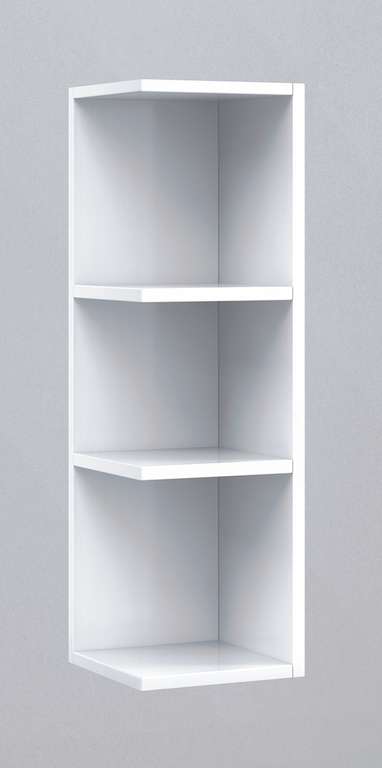 ARKITMOBEL Modulo Rinconero para Baño, Mueble con Estantes, Acabado en Blanco Brillo, 20 cm (Ancho) x 65 cm (Alto) x 19,5 cm (Fondo)