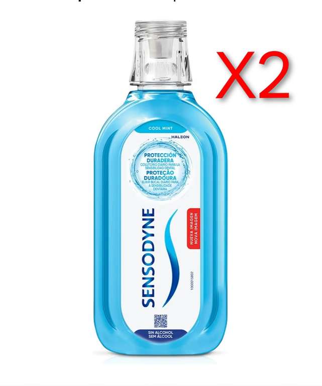 X2. Sensodyne Enjuague Bucal Cool Mint, Para Dientes Sensibles, Protección Duradera Sin Alcohol, Alivio Clínicamente Probado, 500 ml