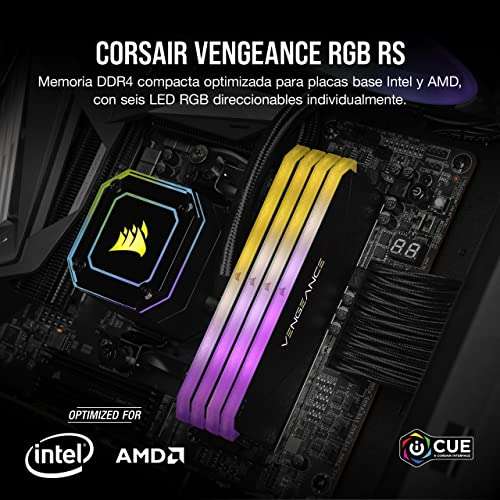 Corsair Vengeance RGB RS 32GB (2x16GB) DDR4 3200MHz C16 (Iluminación Dinámica RGB, (Compatible con Intel & AMD)