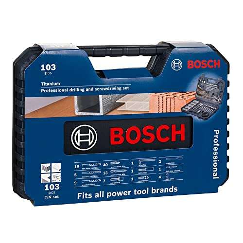 Bosch Home and Garden 2608594070 Juego de accesorios mixtos (103 piezas), 0 V, Negro