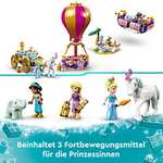 LEGO 43216 Disney Princess Viaje de las Princesas, Mini Muñecas Cenicienta, Rapunzel y Jasmín, Carroza con Caballo, Alfombra Mágica y Globo,