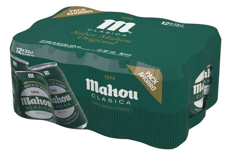 3x2: 36 latas cerveza Mahou clásica 33cl (a 0,42€ la lata)