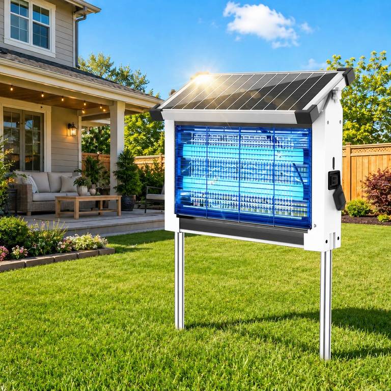 Dnenellr Lámpara Solar Antimosquitos Exterior IPX5 Blanco, 4500V Impermeable, 4000mAh, Sensor Crepuscular, USB-C