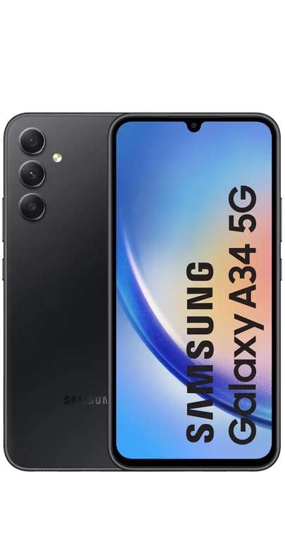 Samsung Galaxy A34 5G 256GB + 8GB RAM - Negro + (≈62,8€ para Próximas Compras)