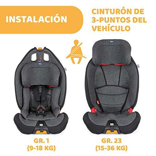 Chicco Gro-Up 123 - Silla de coche reclinable para bebés de 9-36 kg, grupo 1/2/3 para niños de 9 meses a 12 años