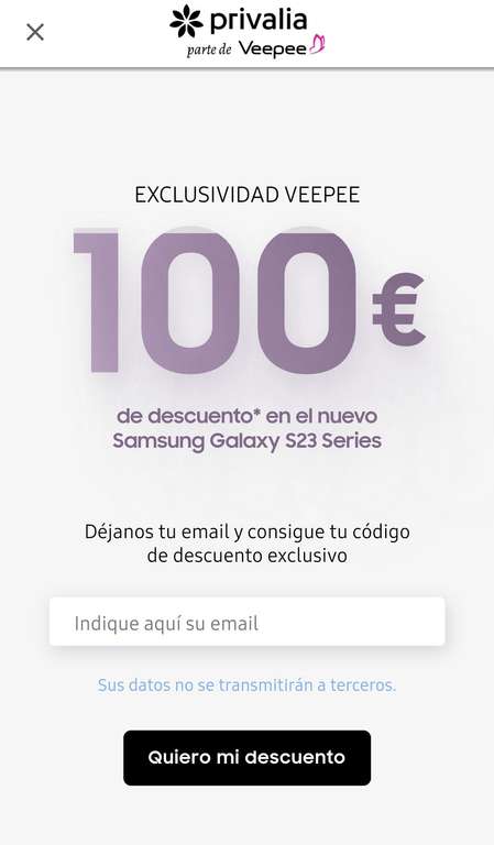 Descuento de 100€ en Samsung S23 Series