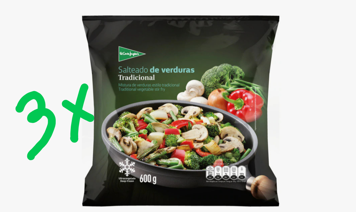 3 x Salteado de verduras tradicional congelado El Corte Inglés 600g. ¿APTC algo saludable para variar?