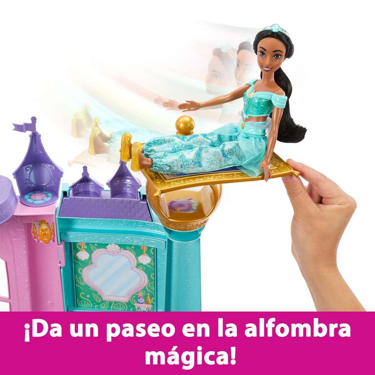 Mattel Disney Princess Castillo aventuras reales Casa de muñecas con dos pisos, muebles y accesorios, con luces y sonidos, juguete +3 años