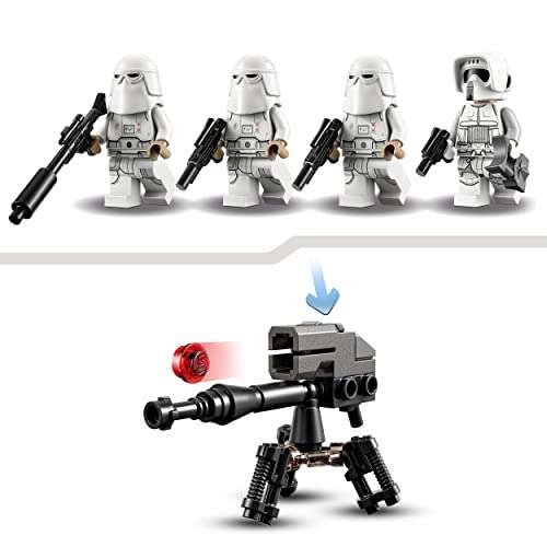 LEGO 75320 Star Wars Pack de Batalla: Soldados de Las Nieves, 4 Mini Figuras, Armas y Moto de Juguete