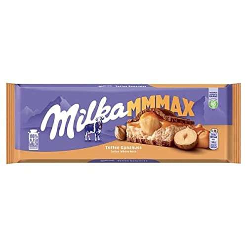 Milka - Tierno Chocolate con Leche de los Alpes, Caramelo y Avellanas Enteras - Tableta Grande de 300 g