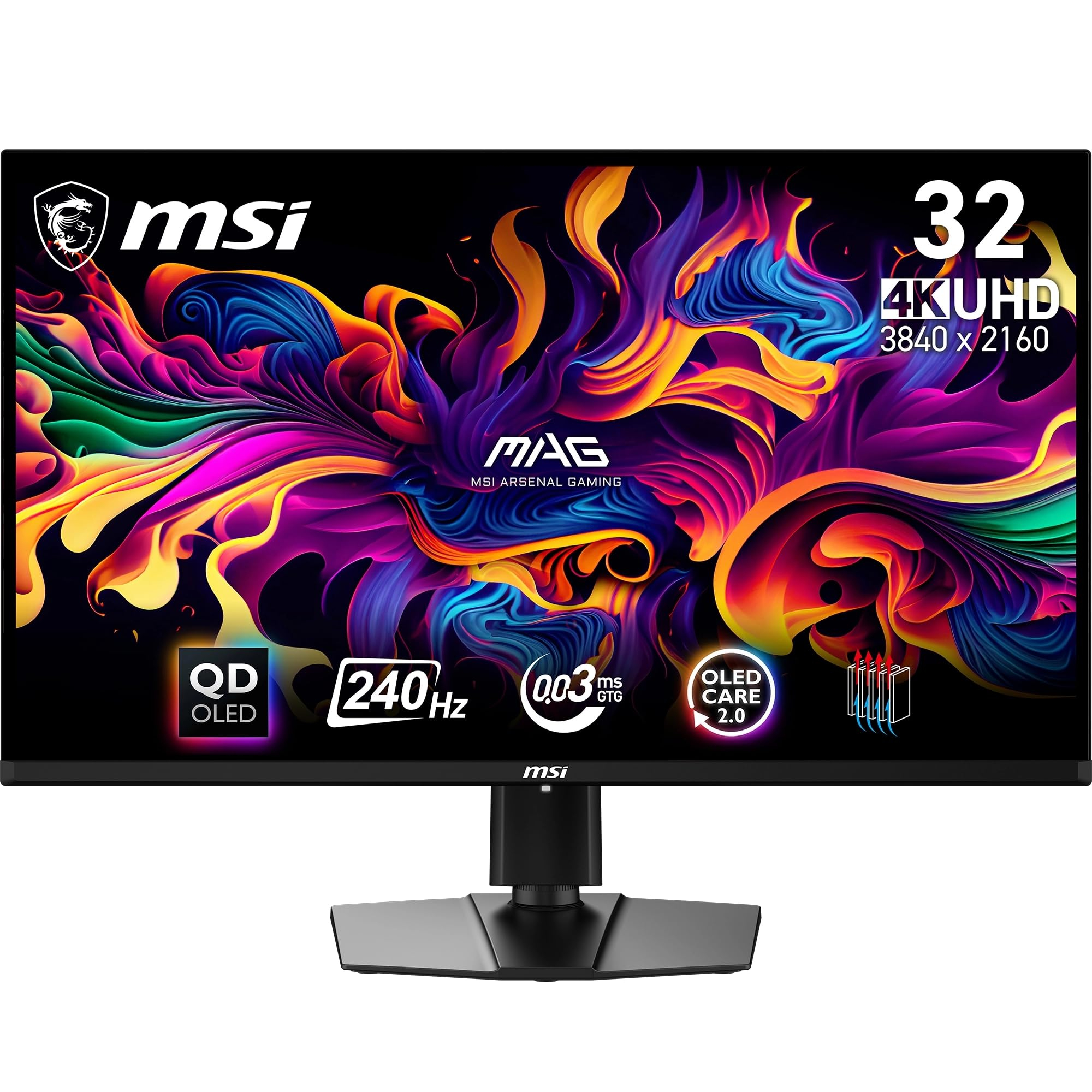 Monitor Gaming QD-OLED de 31.5" MSI MAG 321UPX (Resolución 4K UHD, panel Quantum Dot OLED, 240Hz, 0.03 ms respuesta y HDMI 2.1)