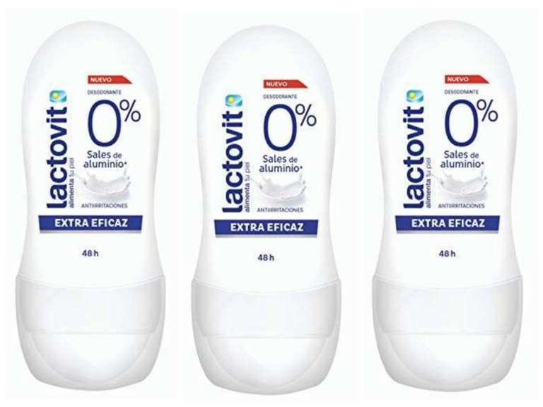 3x Lactovit Desodorante Extra Eficaz 0% En Roll On Sin Sales De Aluminio, 48h De Eficacia [1'49€/ud]