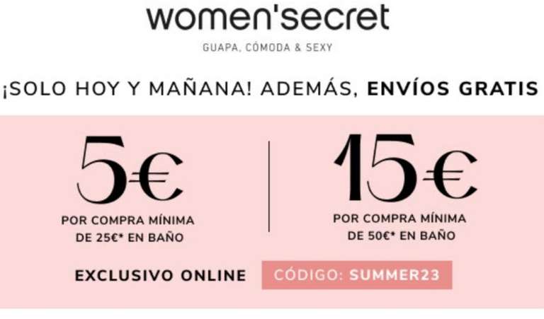 Hasta 15€ de descuento en baño + ENVÍO GRATIS en Women'secret