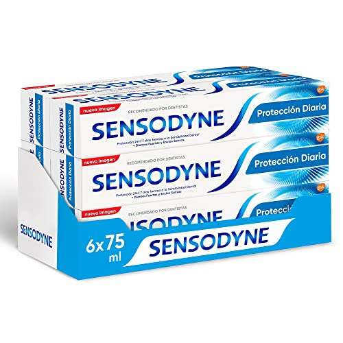Sensodyne Protección Diaria, Pasta de Dientes, Alivio Para Dientes Sensibles, Pack 6 x 75 ml