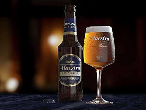 3x2 . Mahou Maestra Doble Lúpulo - Cerveza Lager Tostada, 7.5% Volumen de Alcohol - Pack de 24 Botellines x 33 cl. (tercio a 57 céntimos)