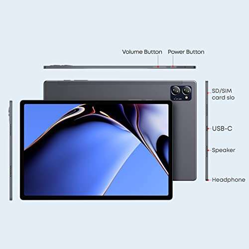CHUWI Tablet pc HiPad XPro 10.5 Pulgadas Tablet Android 12,UNISOC T616 2.0GHz, 8-Core 6GB RAM 128GB ROM