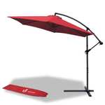 VOUNOT 300 cm Parasol Excentrico, Sombrilla de Jardín con Manivela y Funda Protectora, Protección UV, Rojo 50+