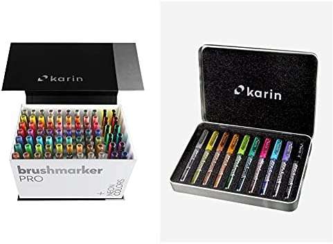 KARIN Mega Box Plus – 72 colores + 3 Blender, BrushMarker Pro – Brushpen a base de agua adecuado para pintar, dibujar, escribir a mano, neón