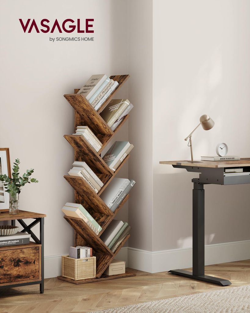 Librería en Forma de Árbol, Biblioteca de 9 Niveles, Ahorro de Espacio, Estantería Vertical