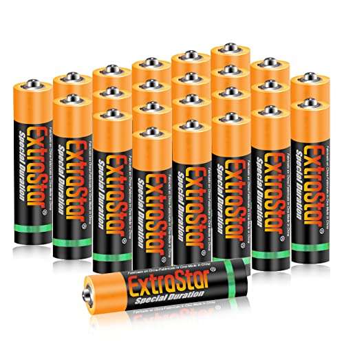 EXTRASTAR batería de carbón AAA de 1,5 voltios, 400mAh No7 Pilas, Gama Performance, Paquete de 24