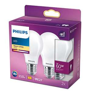 Philips Pack 2 Bombilla LED Cristal, E27