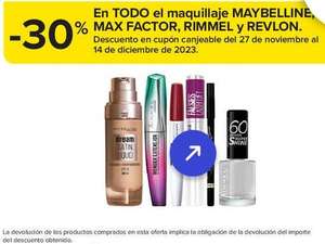 Carrefour -30% en maquillaje Maybelline Max Factor Rimmel y Revlon