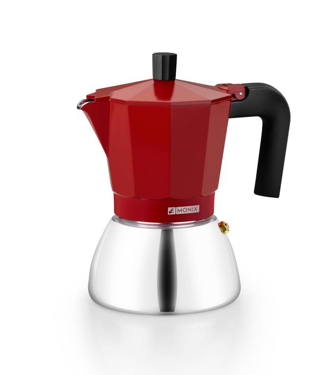 Monix Induction Inox | Cafetera Italiana de Aluminio y Acero Inoxidable, 9 tazas (2 colores).