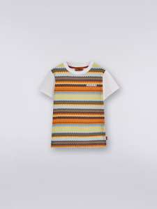 Camiseta de niño Missoni de cuello redondo de algodón con zigzag en las mangas y espalda lisa (tallas de 4 a 14)