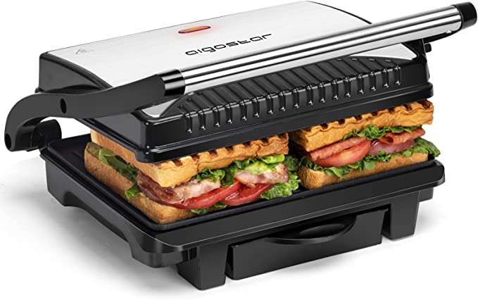 Aigostar Hett - Parrilla Eléctrica 1000 W grill, sandwichera y máquina de panini (Envio desde España)