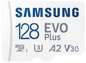 Tarjeta Micro SDXC - Samsung Evo Plus MB-MC128KA/EU, 128 GB, Clase 10, V30. UHS-I, Lectura 130 MB/s. Y la de 256Gb y 64Gb en la Descripción.