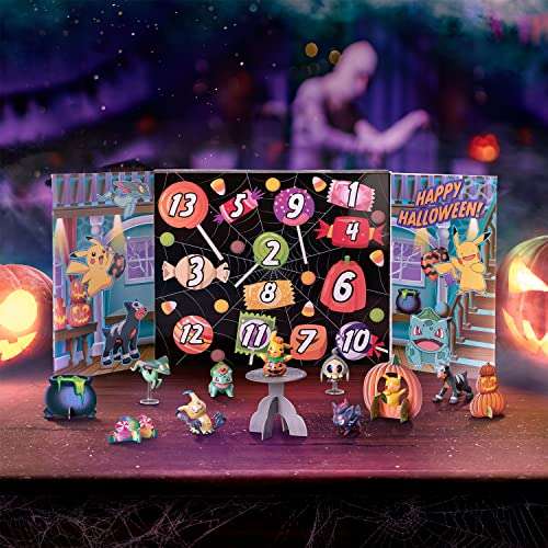 Bandai - Pokémon - Calendario de Adviento Halloween - 8 figuras Pokémon y 5 accesorios - Pikachu, Zorua, Malosse, Bulbizarre, Fantyrm