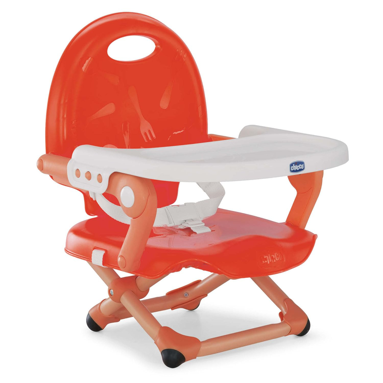 Chicco Pocket Snack Alzador de Silla para Niños para Comer, Apto de 6 Meses hasta 3 Años (15 kg) Compacta y con Bandeja Desmontable - Rojo