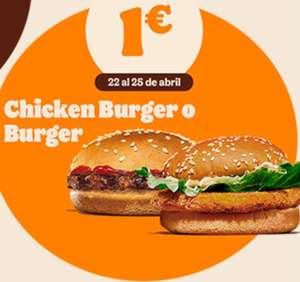 Chicken burger o burger x 1€