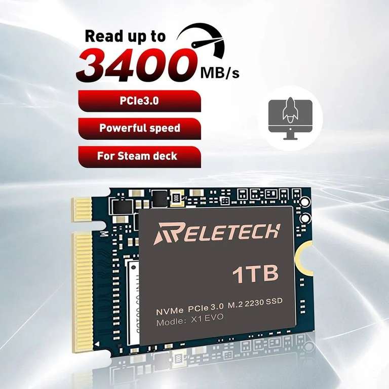 Disco duro Reletech 2230 M.2 SSD 1TB PCIe3.0 M2 SSD NVMe PCIE para STEAM DECK, SURFACE, ROG ALLY..