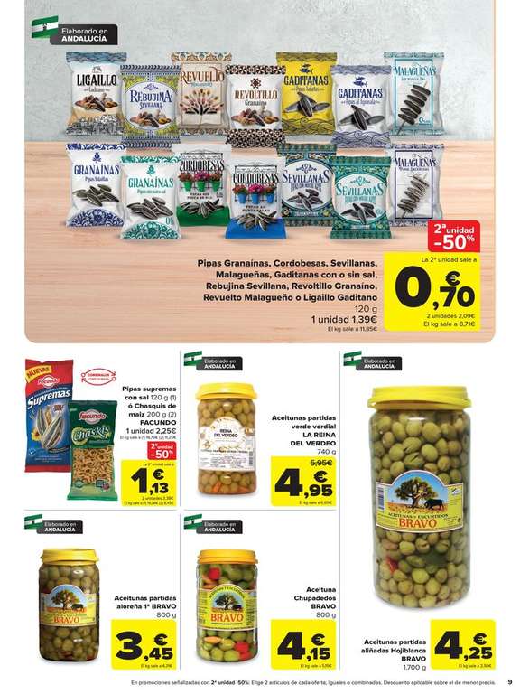 Andalucía. Ofertas Carrefour 2ª Unidad 50%. (9 al 22 de abril)