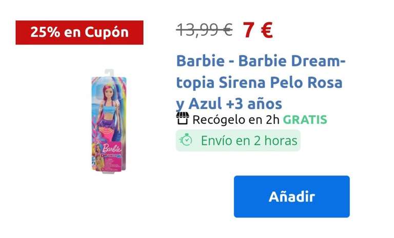 Barbie - Barbie Dreamtopia Sirena Pelo Rosa y Azul +3 años