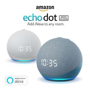 2 x Echo Dot (4.ª generación, con reloj) | Altavoz inteligente y Alexa
