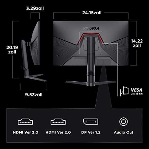 KOORUI Gaming Monitor 27 Pulgadas - Pantalla WQHD PC, 240Hz, 1ms, Adaptive  Sync, Compatibilidad Gsync, (2560x1440, HDMI, DisplayPort, HDR 400)  Negro/Rojo : : Informática