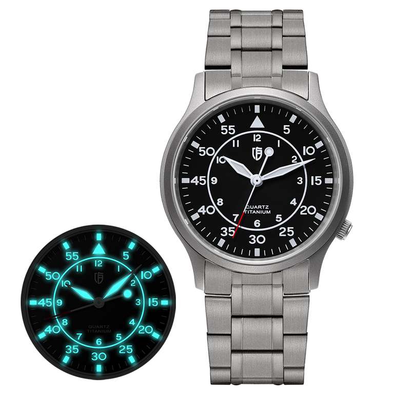 BERNY-Reloj de pulsera de titanio,cristal con revestimiento de zafiro,resistente al agua hasta 5atm,Seiko VH31
