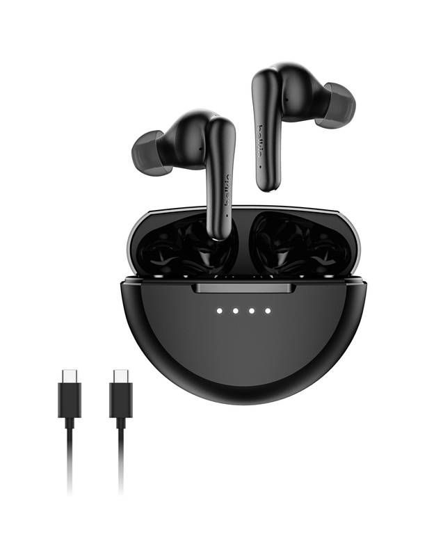 Belkin SoundForm Rhythm Auriculares Inalámbricos Bluetooth True Wireless con Micrófono en Cancelación Activa de Ruido, ANC, Carga Rápida