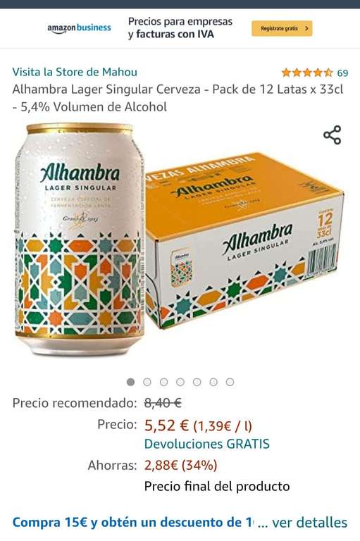 Alhambra Lager Singular Cerveza