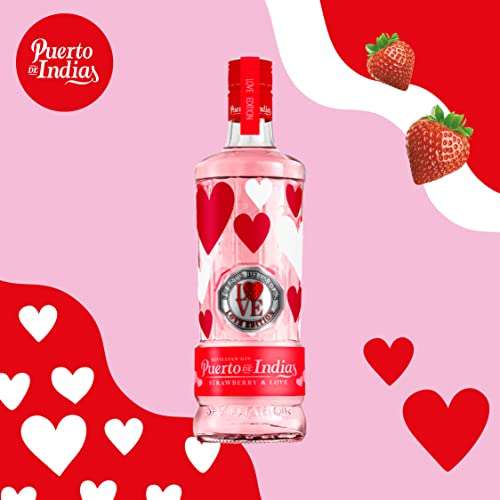 Gin Puerto de Indias Love Edition 2023, Gin de Fresa Premiun 70 cl - 37.5%