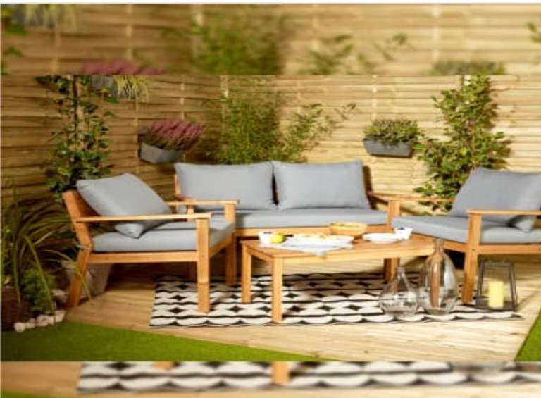 Conjunto de Jardín Denia compuesto de 1 sofá, 2 sillones y 1 mesa.