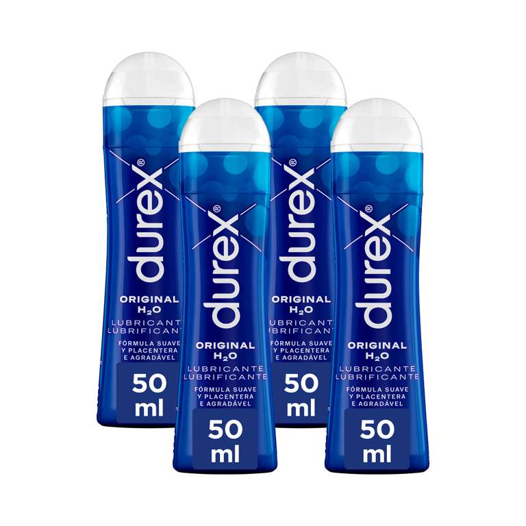 Durex - Lote Set 4x Lubricantes Original H2O 50ml, Suave y Placentero, Sexo Seguro