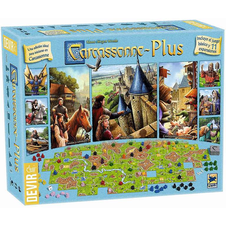 Juego de mesa devir Carcassonne plus juego básico + 11 expansiones pegi 8 (con cupón bienvenida 37,48€)