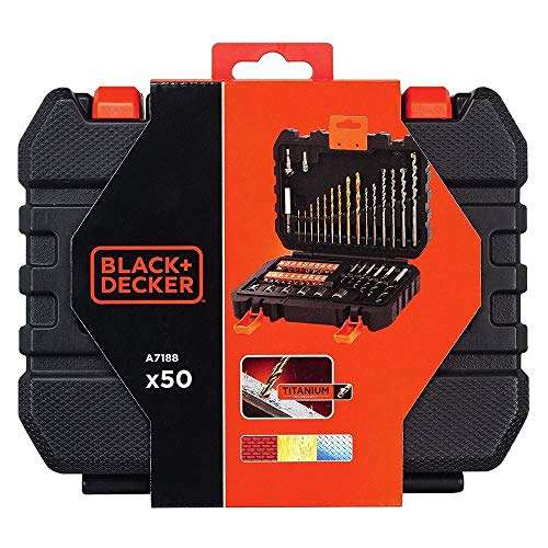 Taladro Percutor BLACK+DECKER BDCHD12S1-XJ 12V con batería litio 1.5 Ah + Set de 50 piezas con brocas y puntas para atornillar y taladrar