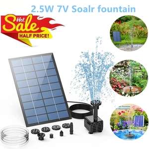 Mini fuente con placa solar para jardín